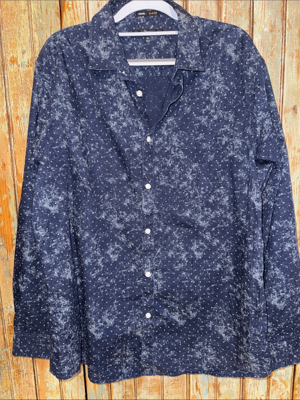 Men's Navy Blue Patterned Shirt